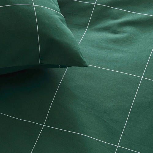 Wehkamp Home katoenen dekbedovertrek peuter (120x150 cm) Groen Ruit