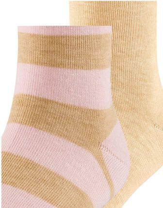 FALKE Happy Stripe sokken lichtroze beige (set van 2) Katoen maat 35-38 - Foto 3