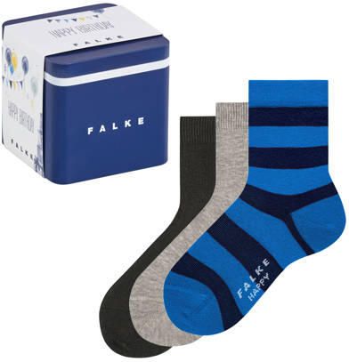 Falke sokken set van 3 blauw grijs Katoen All over print 31-34 - Foto 4