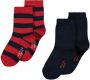 Falke Happy Stripe sokken set van 2 rood donkerblauw (set van 2) Katoen 23-26 - Thumbnail 2