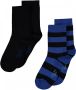 Falke Happy Stripe sokken set van 2 zwart blauw Katoen 23-26 - Thumbnail 2