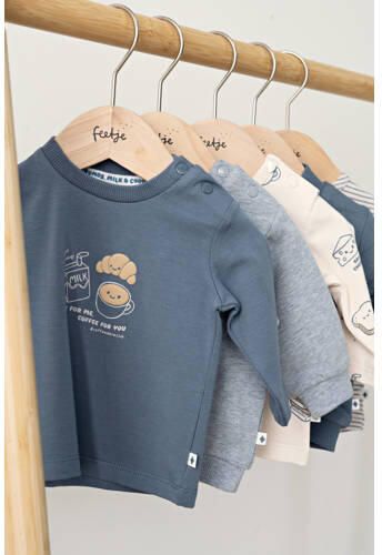 Feetje aansluitende longsleeve met print crème Ecru Jongens Stretchkatoen Ronde hals - Foto 2
