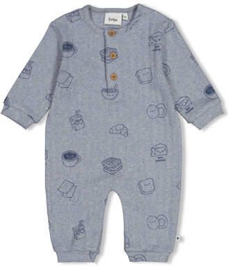 Feetje boxpak Breakfast Buddy blauw Jongens Stretchkatoen Ronde hals