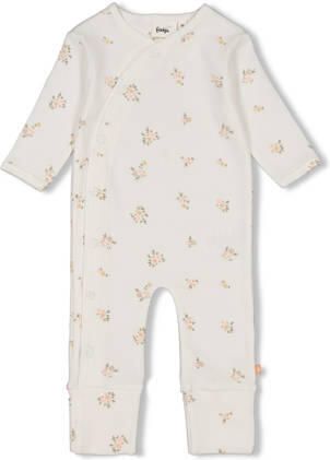 Feetje boxpak Flowers wit roze groen Meisjes Stretchkatoen Ronde hals Bloemen