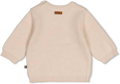 Feetje gebreide trui The Knits zand Beige Jongens Katoen Ronde hals Printopdruk