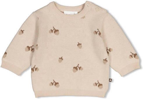 Feetje gebreide trui The Knits zand bruin lichtbruin Beige Jongens Katoen Ronde hals