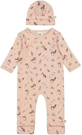 Feetje geschenkset boxpak + muts met all over print roze Meisjes Stretchkatoen Ronde hals