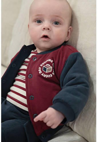 Feetje gestreepte longsleeve Built for Fun bordeaux offwhite melange Rood Jongens Stretchkatoen Ronde hals - Foto 2
