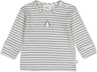 Feetje gestreepte longsleeve Penguin Cuddles antraciet melange wit Grijs Stretchkatoen Ronde hals