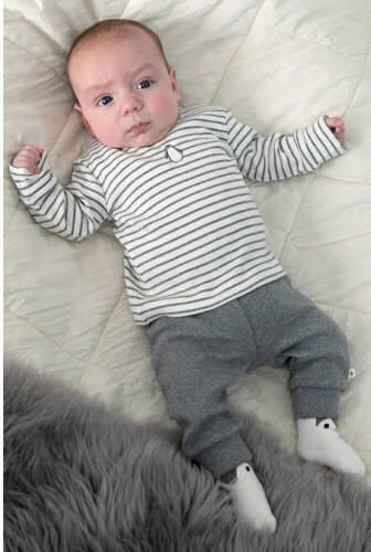 Feetje gestreepte longsleeve Penguin Cuddles antraciet melange wit Grijs Stretchkatoen Ronde hals - Foto 3