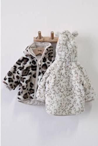 Feetje imitatiebinten jas Dress to Impress taupe bruin lichtbruin Meisjes Imitatiebont Capuchon - Foto 3