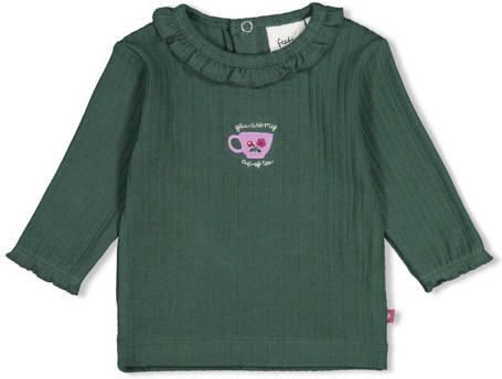 Feetje longsleeve Afternoon Tea groen Meisjes Stretchkatoen Ronde hals