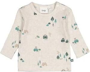 Feetje longsleeve Beep offwhite groen Ecru Jongens Stretchkatoen Ronde hals