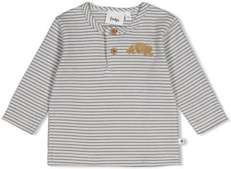 Feetje longsleeve Breakfast Buddy blauw ecru Jongens Stretchkatoen Ronde hals
