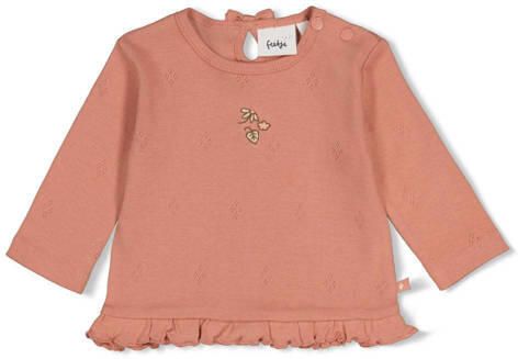 Feetje longsleeve Fall in Love zalm Roze Meisjes Katoen Ronde hals Grafisch