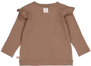 Feetje longsleeve My Little Love met print en ruches taupe Bruin Meisjes Stretchkatoen Ronde hals
