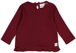 Feetje longsleeve My Little Love met ruches bordeaux Rood Meisjes Katoen Ronde hals