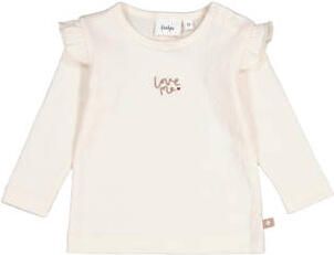 Feetje longsleeve My Little Love met tekst en ruches offwhite Ecru Meisjes Katoen-polyester Ronde hals
