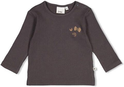 Feetje longsleeve Pasta Party antraciet Grijs Jongens Stretchkatoen Ronde hals