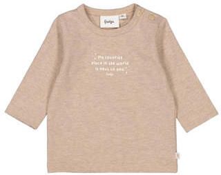 Feetje longsleeve taupe Bruin Katoen Ronde hals Tekst