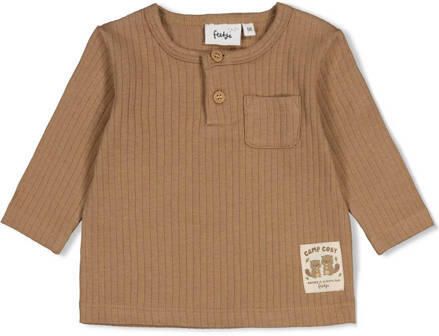 Feetje longsleeve Tiny Timber Tales lichtbruin Jongens Stretchkatoen Ronde hals