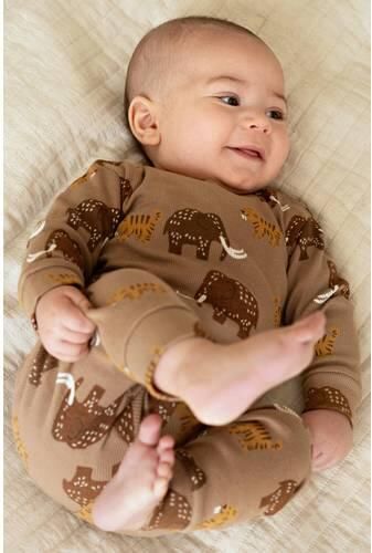 Feetje pyjama met print bruin geel wit Jongens Katoen Ronde hals All over print - Foto 2