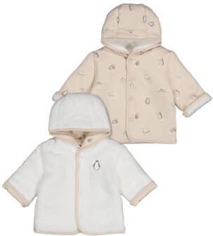 Feetje reversible teddy winterjas Penguin Cuddles offwhite zand Ecru