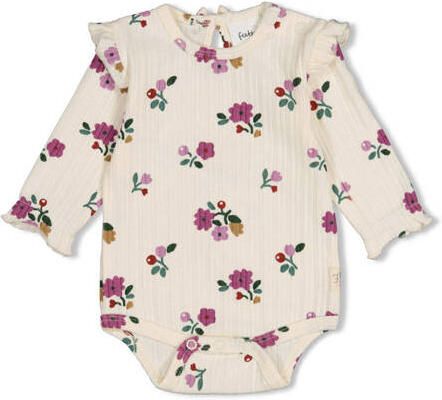 Feetje romper Afternoon Tea creme berry groen Ecru Meisjes Stretchkatoen Ronde hals