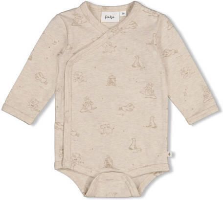 Feetje romper met print offwhite Beige Stretchkatoen V-hals