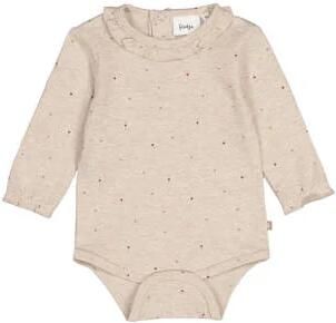 Feetje romper My Little Love met hartjes en ruches taupe bordeaux Bruin Meisjes Stretchkatoen Ronde hals