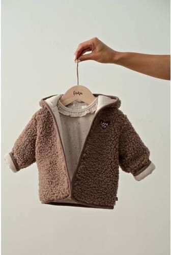 Feetje romper My Little Love met hartjes en ruches taupe bordeaux Bruin Meisjes Stretchkatoen Ronde hals - Foto 3