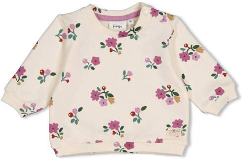 Feetje sweater Afternoon Tea ecru roze Meisjes Stretchkatoen Ronde hals