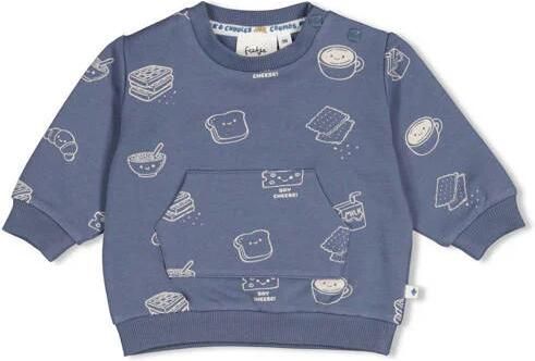 Feetje sweater Breakfast Buddy blauw All over print