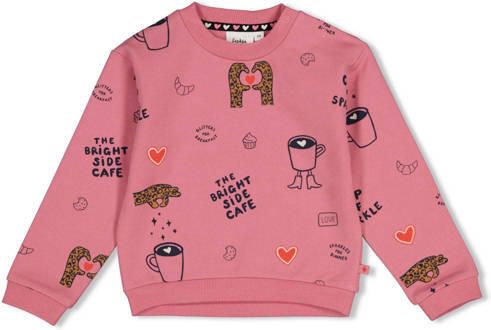 Feetje sweater City Chic roze Meisjes Stretchkatoen Ronde hals All over print