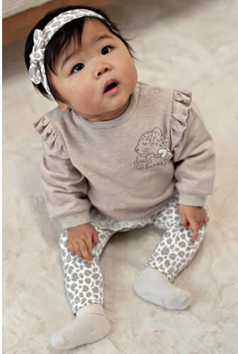 Feetje sweater Dress to Impress taupe offwhite bruin Meisjes Katoen-polyester Ronde hals - Foto 3
