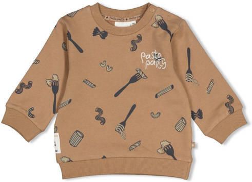 Feetje sweater met print camel Bruin Jongens Stretchkatoen Ronde hals