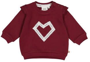 Feetje sweater My Little Love bordeaux wit Rood Printopdruk