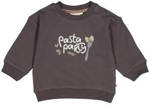 Feetje sweater Pasta Party antraciet offwhite camel Grijs Jongens Stretchkatoen Ronde hals
