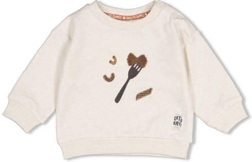 Feetje sweater Pasta Party ecru antraciet camel Jongens Katoen-polyester Ronde hals