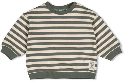Feetje sweater Wiggle and Waddle groen ecru Jongens Katoen-polyester Ronde hals