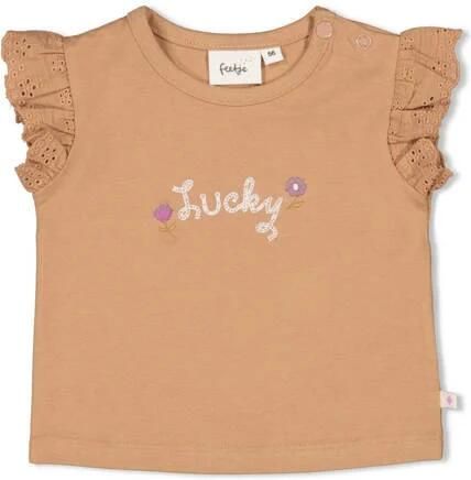 Feetje T-shirt Flower Ranch bruin Meisjes Katoen Ronde hals Tekst