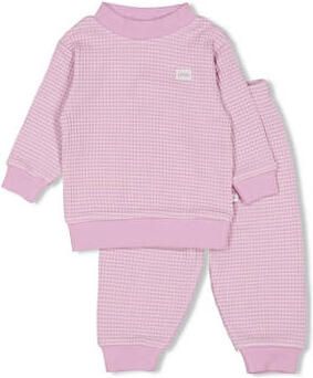 Feetje unisex wafel pyjama lila Paars Katoen Ronde hals