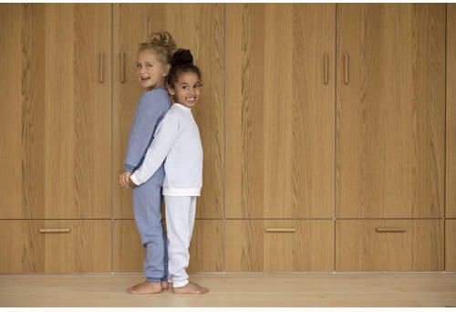 Feetje Wafel pyjama blue melange wit Blauw Katoen Ronde hals - Foto 3