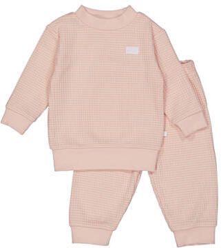 Feetje Wafel pyjama oudroze wit Katoen Ronde hals Streep