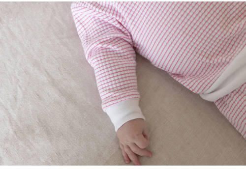 Feetje Wafel pyjama roze wit Katoen Ronde hals Streep