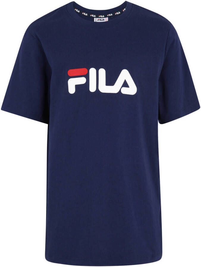 Fila T-shirt donkerblauw Katoen Ronde hals Logo 158 164