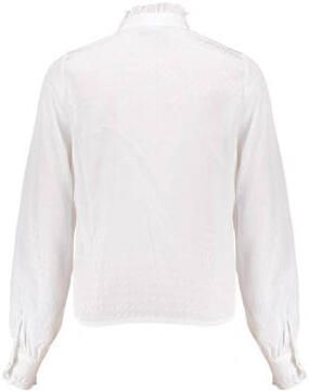 Frankie&Liberty blouse Kim met textuur wit Meisjes Rayon Opstaande kraag 140