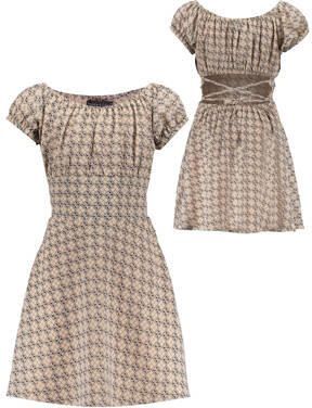 Frankie&Liberty jurk met all over print met open rug beige roze Meisjes Polyester Ronde hals 140 - Foto 3