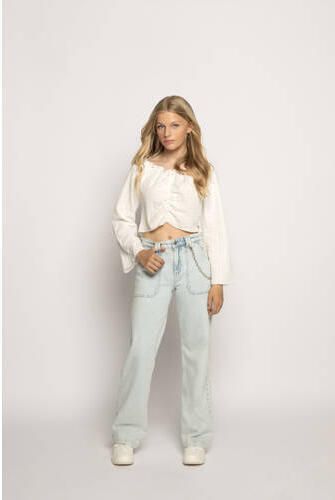 Frankie&Liberty longsleeve wit Meisjes Polyester Off shoulder Effen 140