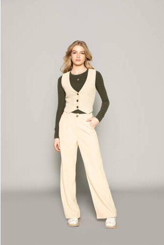 Frankie&Liberty straight fit broek Kendall beige Meisjes Polyester Effen 140 - Foto 3